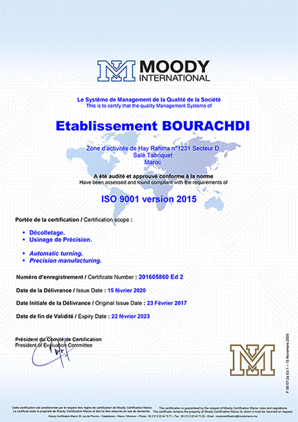 Certification ISO 2001-2015